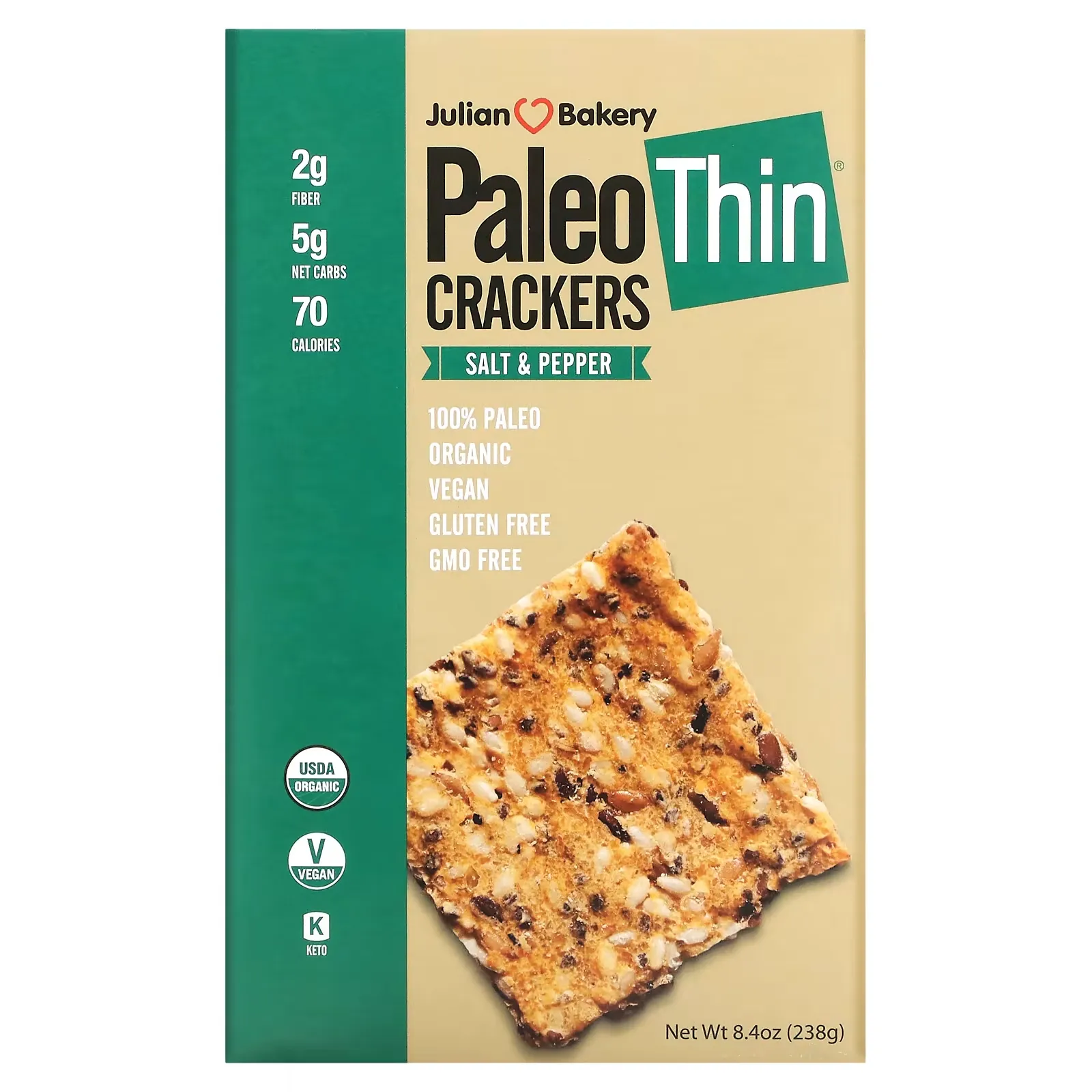 Paleo Thin Crackers, Salt & Pepper, 8.4 oz (238 g)