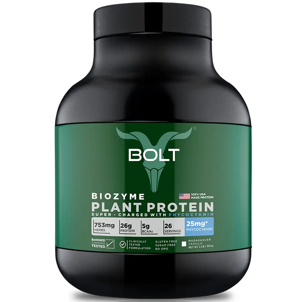 Bolt Biozyme Plant Protein Super-Charged with Phycocyanin,  2 lb  Madagascar Vanilla