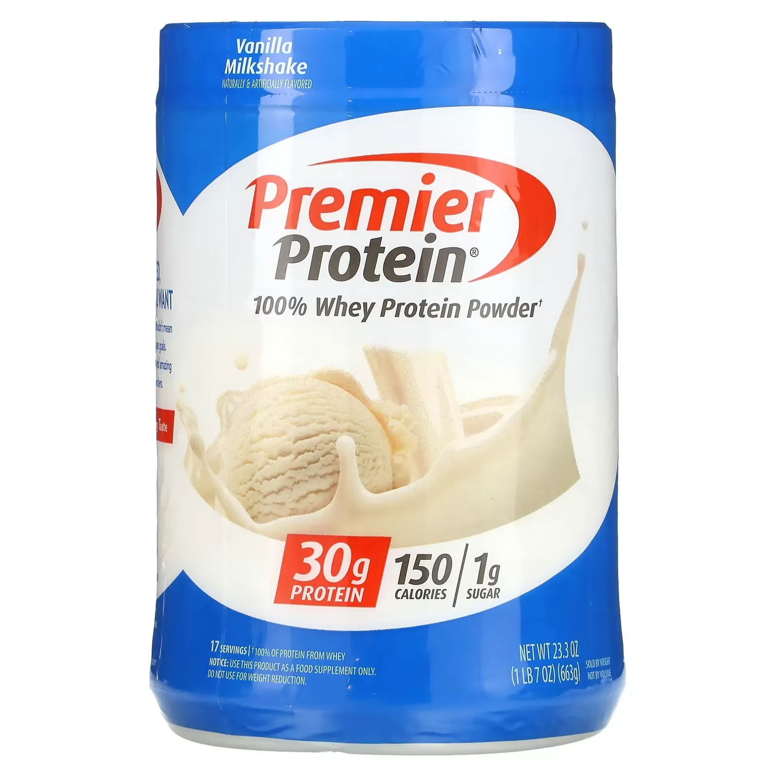 100% Whey Protein Powder, Vanilla Milkshake, 1 lb 7 oz (663 g)