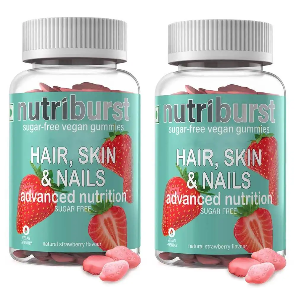 Nutriburst Hair, Skin & Nails,  60 gummies  Strawberry (Pack of 2)