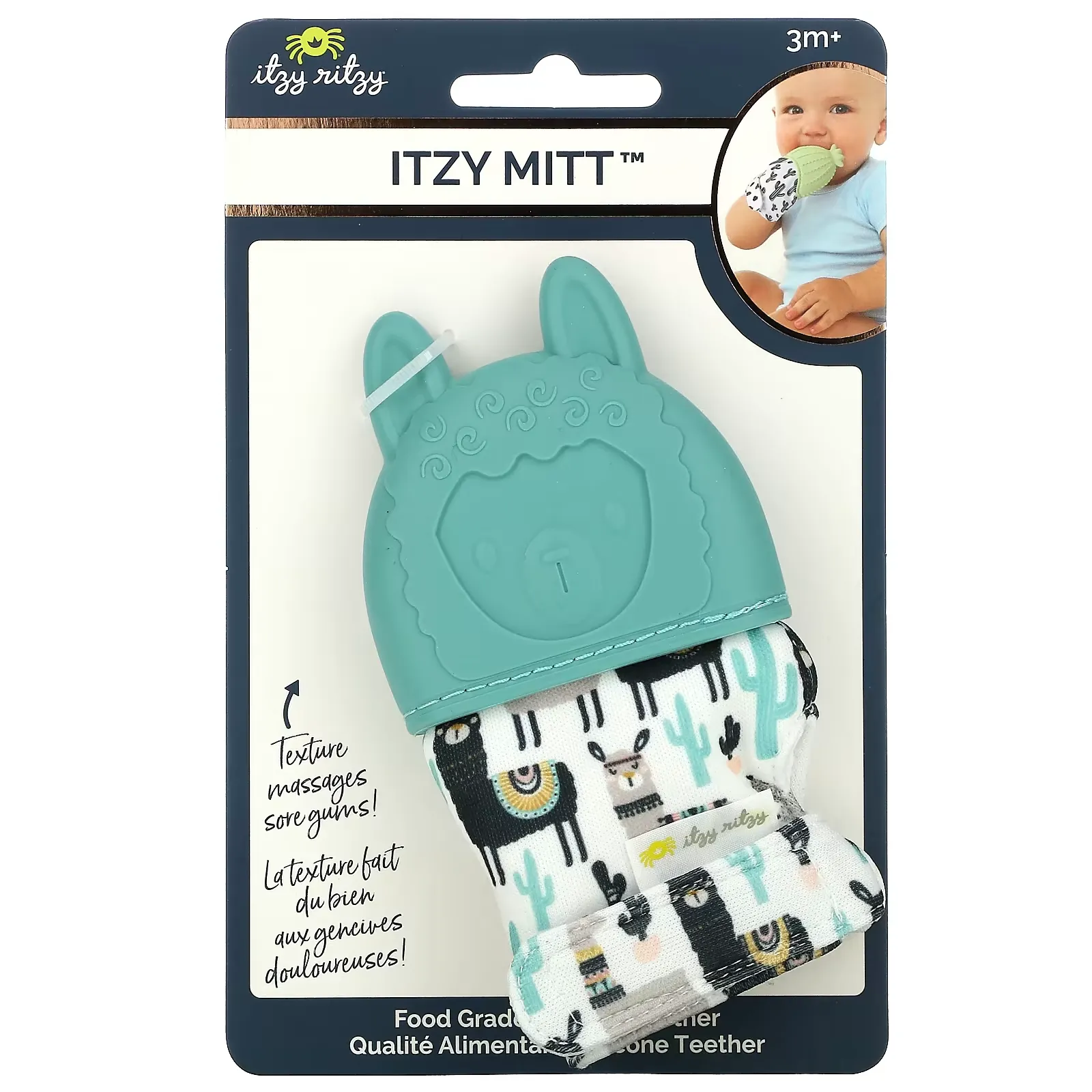 Itzy Mitt, Food Grade Silicone Teether, 3+ Months, Llama, 1 Teether