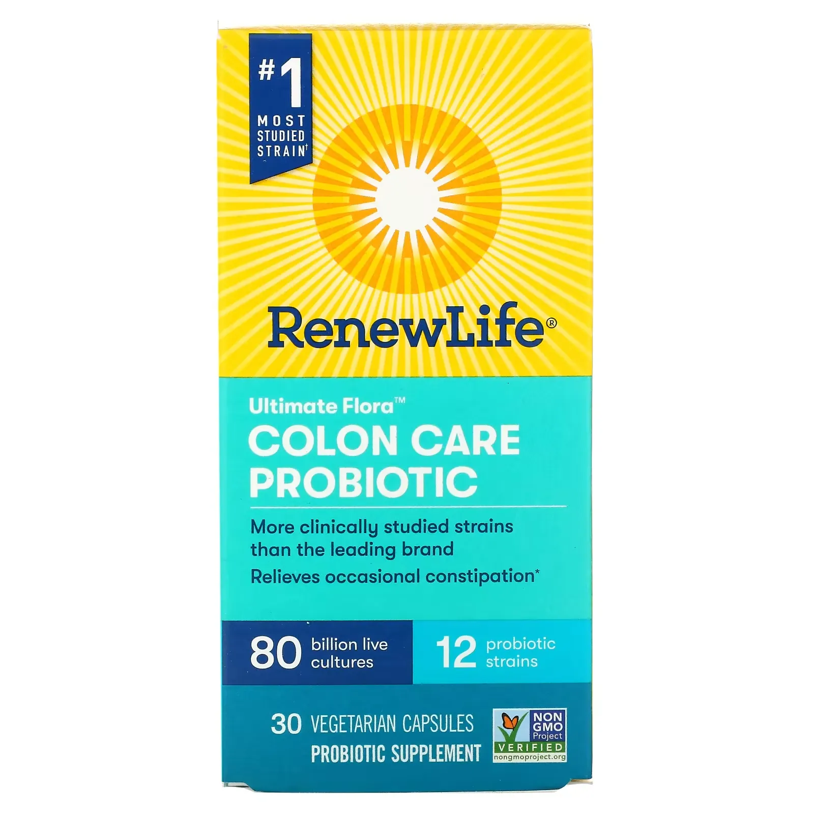 Ultimate Flora, Colon Care Probiotic, 80 Billion Live Cultures, 30 Vegetarian Capsules