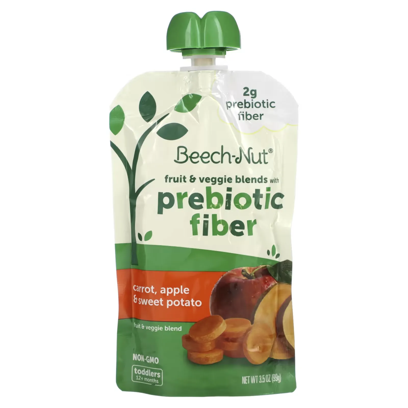 Fruit & Veggie Blends with Prebiotic Fiber, 12+ Months, Carrot, Apple & Sweet Potato, 3.5 oz (99 g)