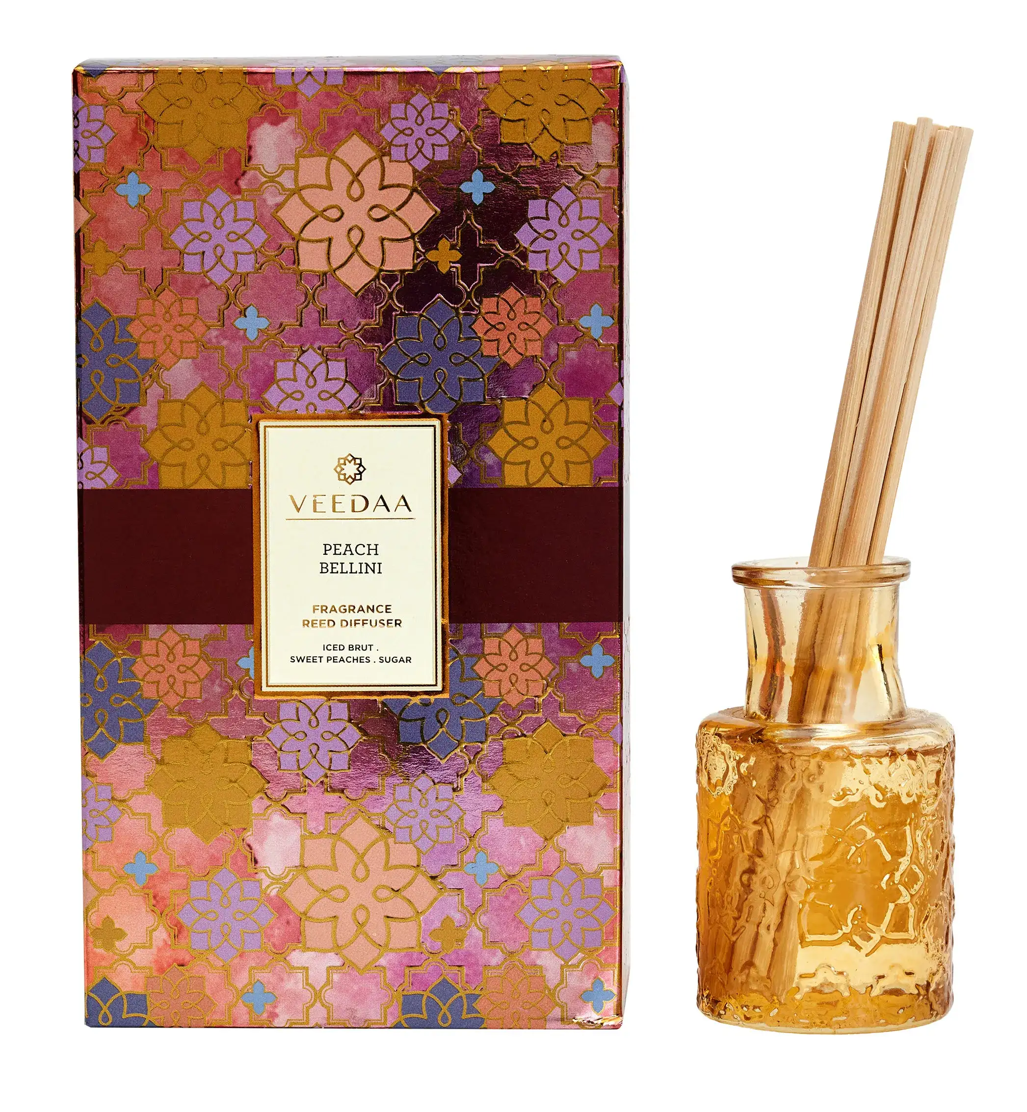 Veedaa Peach Bellini Fragrance Reed Diffuser In Champagne Glass