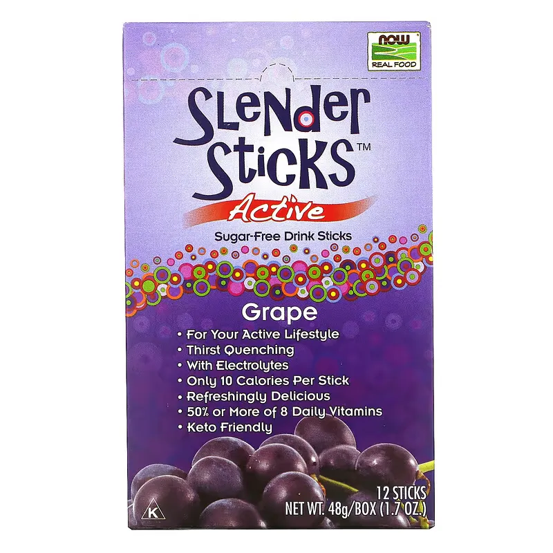 Real Food, Slender Sticks, Active, Grape, 12 Sticks, 1,7 oz (48 g)