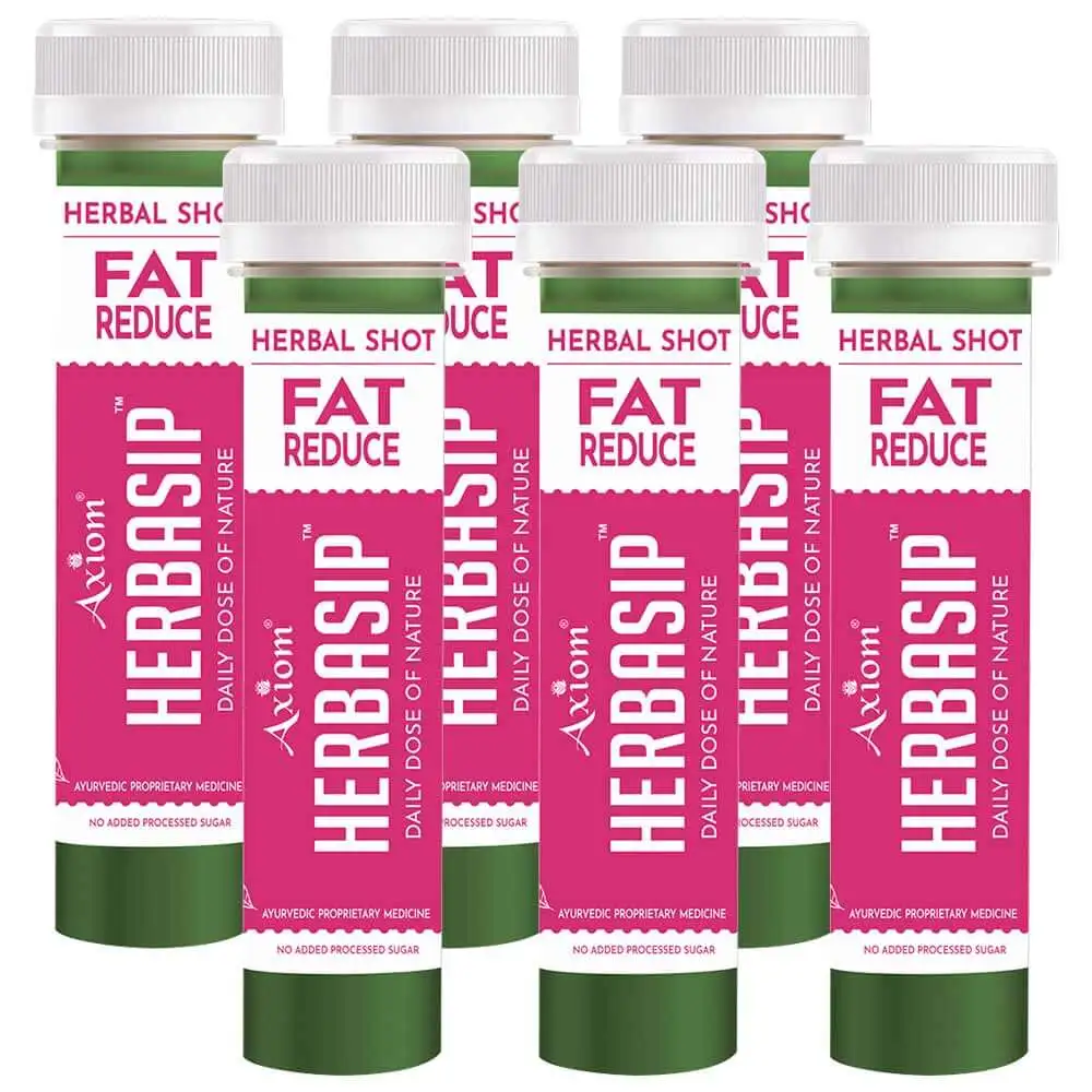 Herbasip Fat Reduce Juice Pack of 6 Shots,  Unflavoured  50 ml