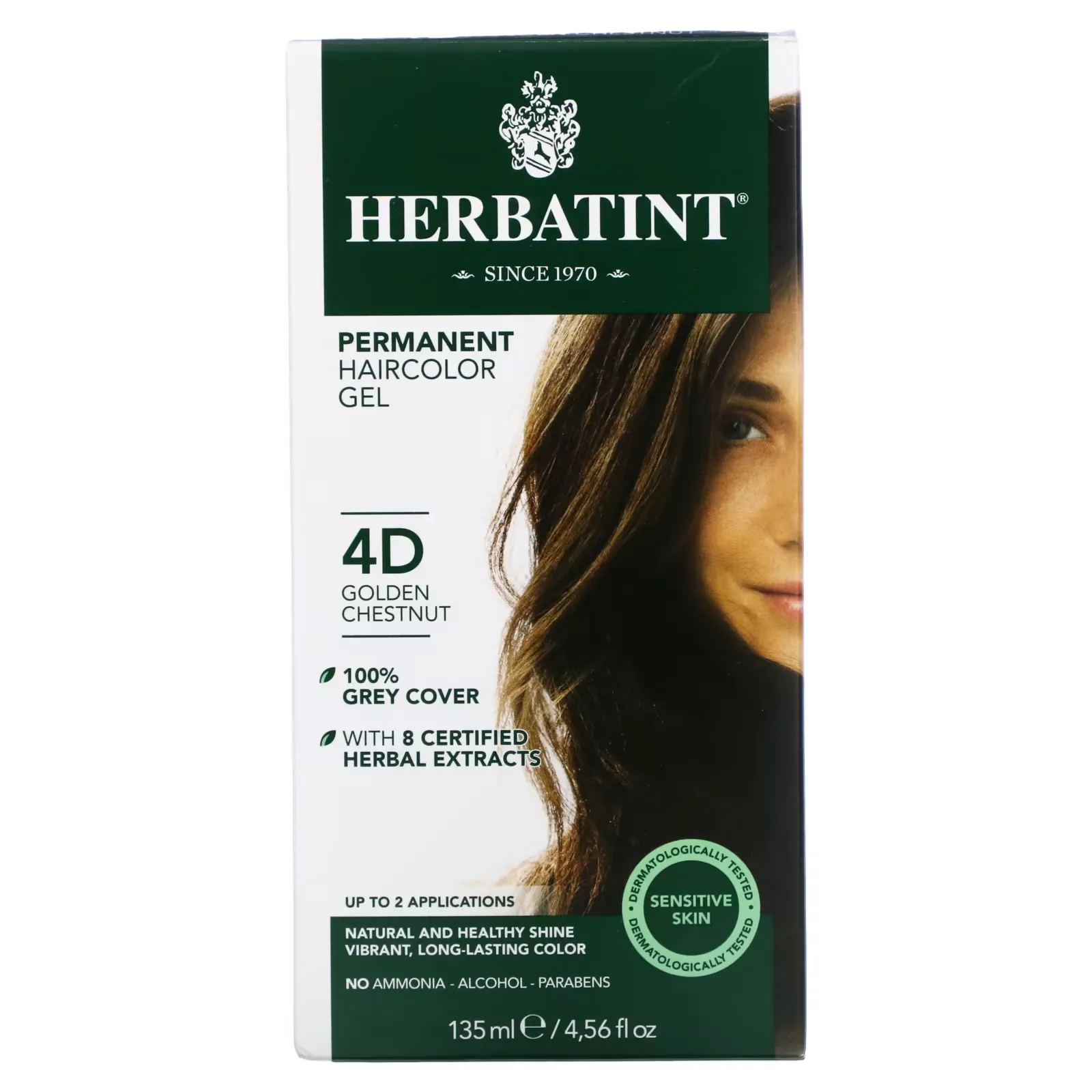 Permanent  Haircolor Gel, 4D, Golden Chestnut, 4.56 fl oz (135 ml)