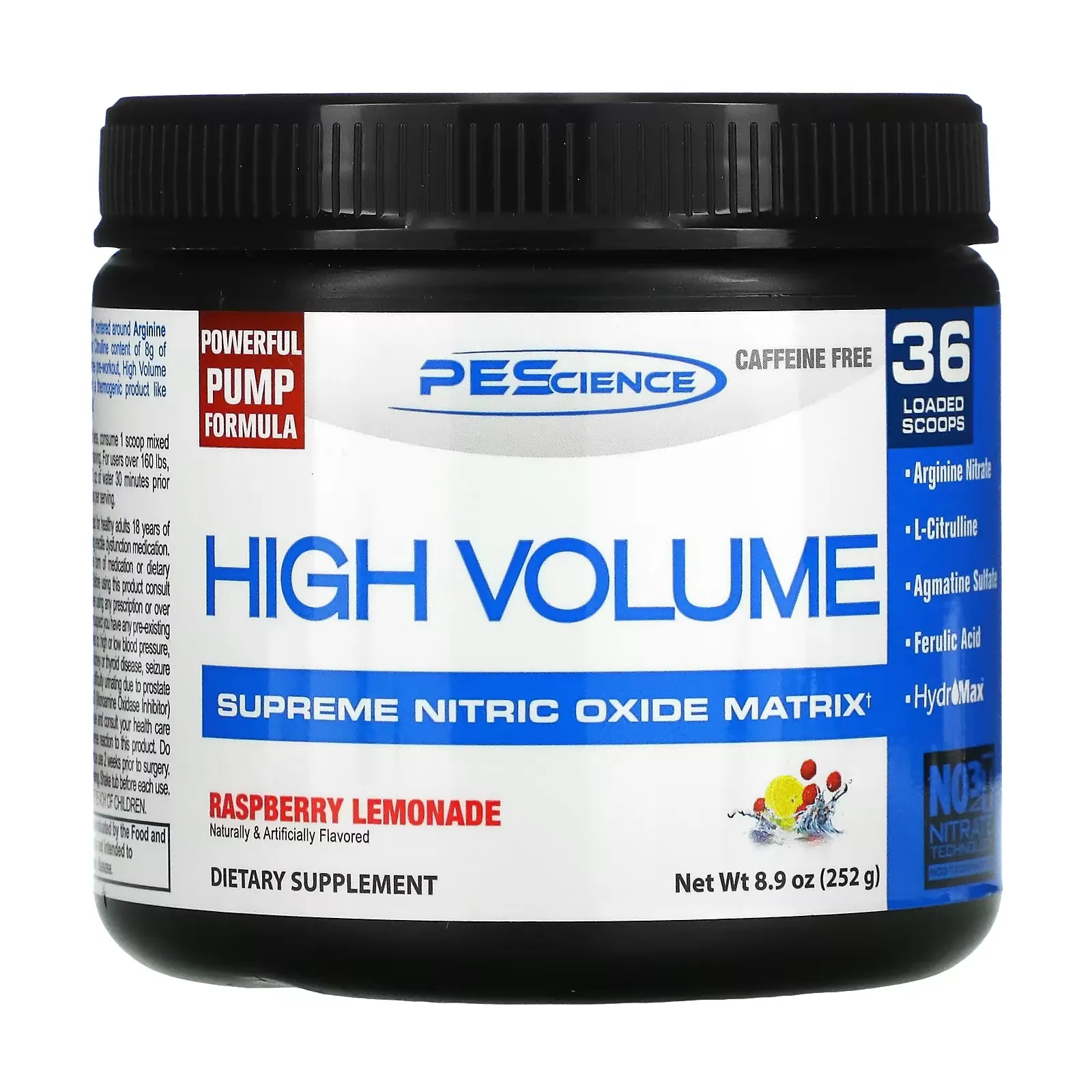 High Volume, Supreme Nitric Oxide Matrix, Caffeine Free, Raspberry Lemonade, 8.9 oz (252 g)