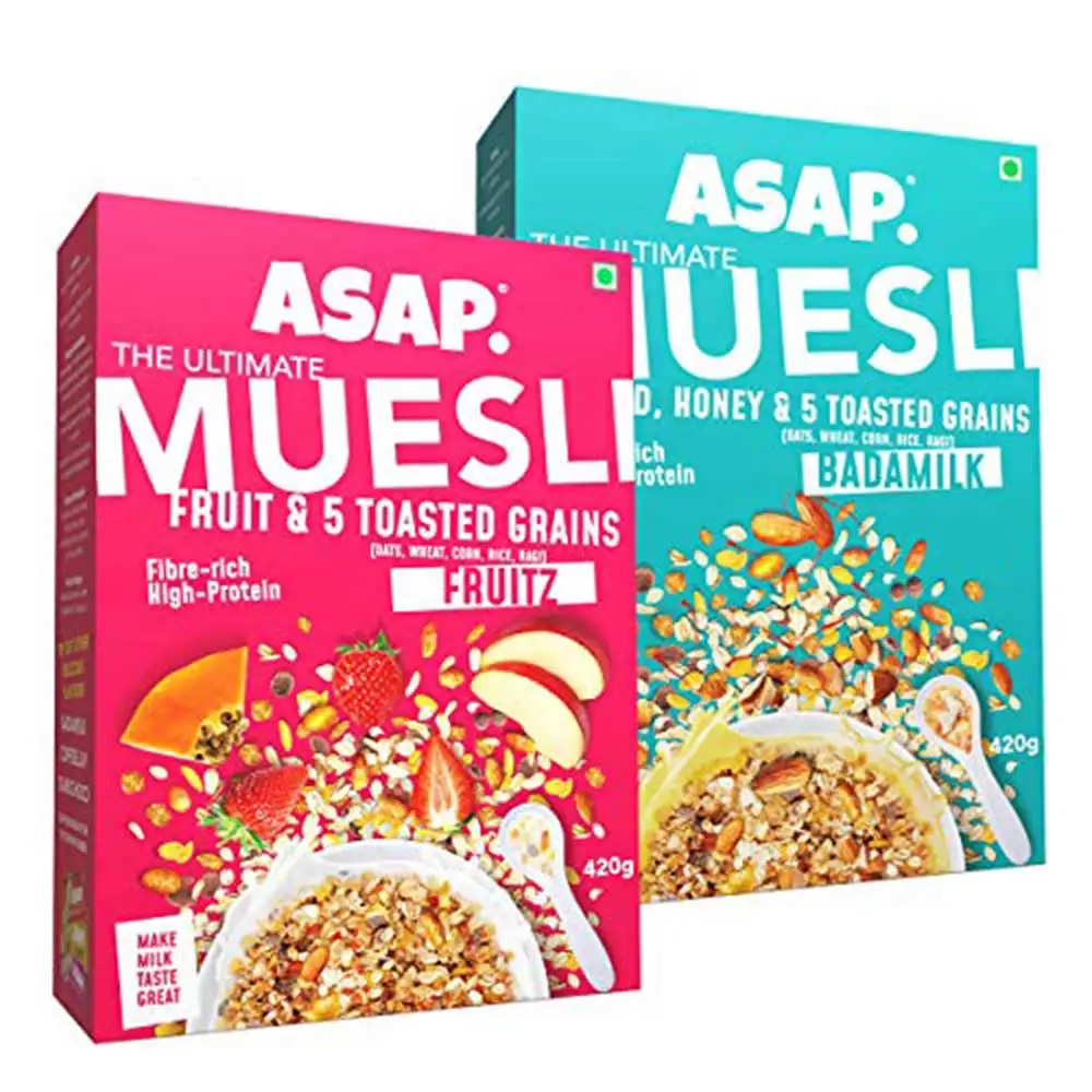 ASAP Ultimate Breakfast Multigrain Muesli,  2 Piece(s)/Pack  BADAMILK + FRUITZ