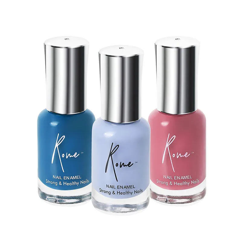 Rome Set Of 3 Strong & Healthy Nail Enamel (antique Redwood, Lilac, Ocean Blue)