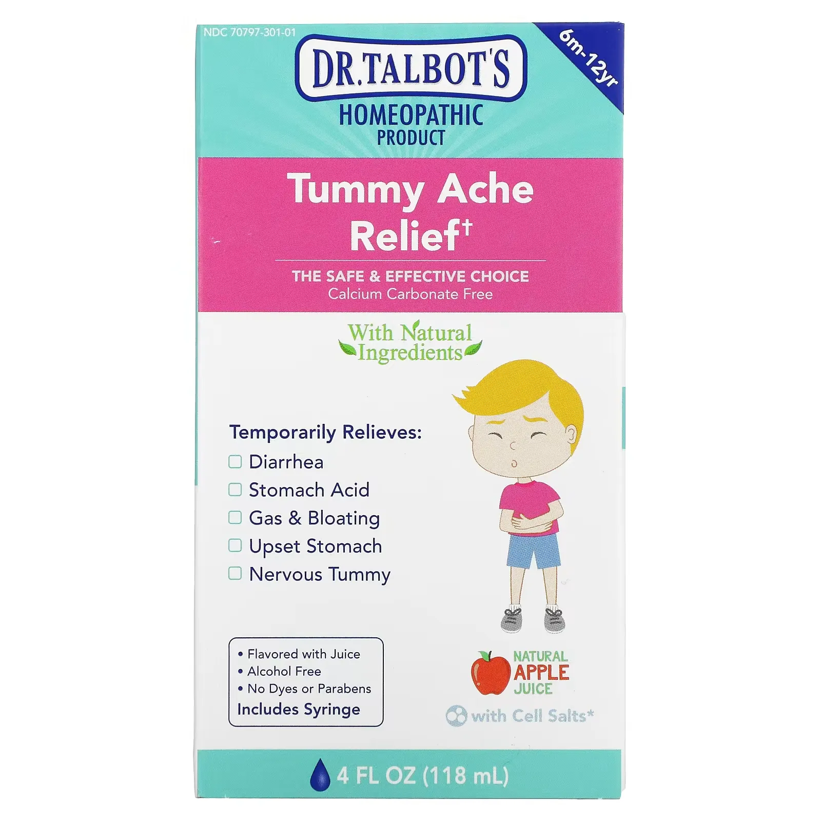 Tummy Ache Relief, 6 m -12 yr, Natural Apple Juice Flavor, 4 fl oz (118 ml)