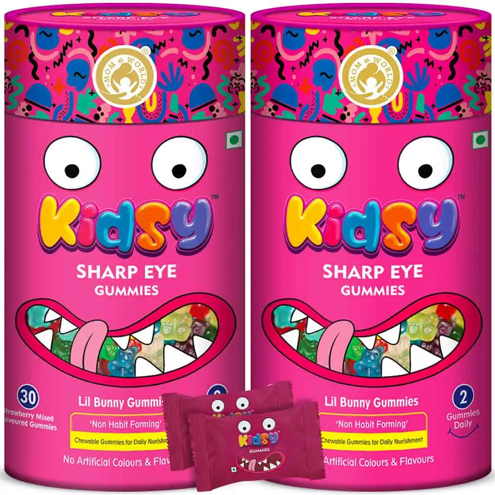 Mom & World Kidsy Sharp Eye - Strawberry (Pack of 2),  30 gummies