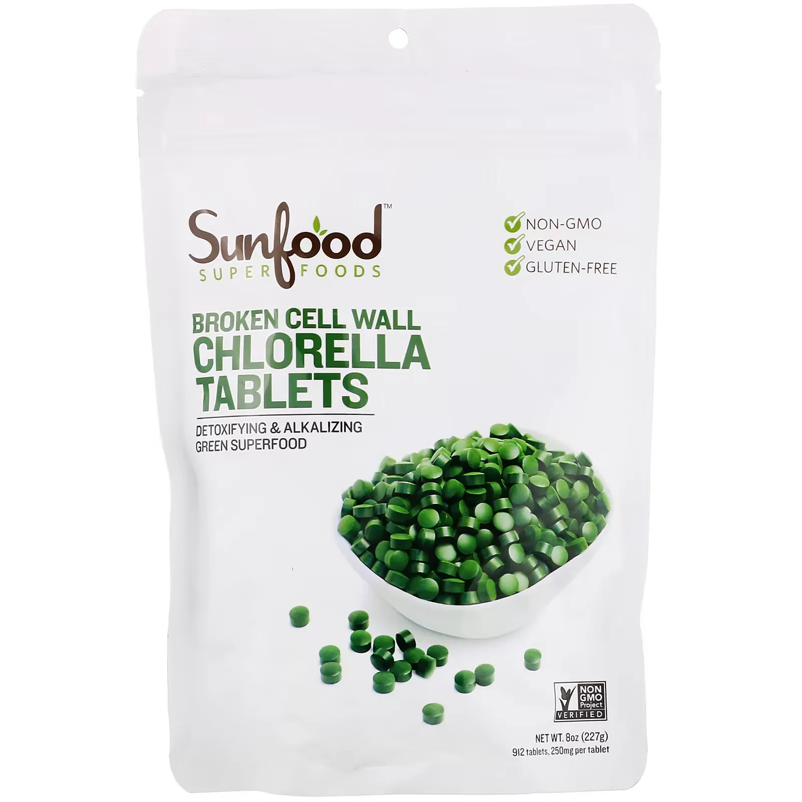 Broken Cell Wall Chlorella Tablets, 250 mg, 912 Tablets, 8 oz (227 g)