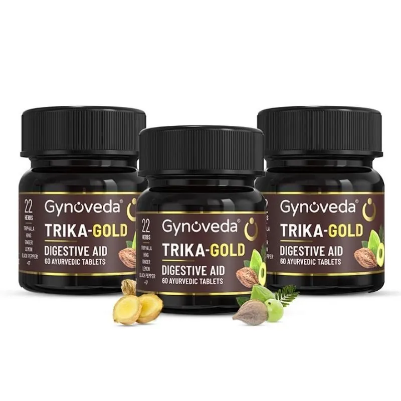 Gynoveda Trika Gold Triphala Ayurvedic Tablets For Digestion - Pack Of 3