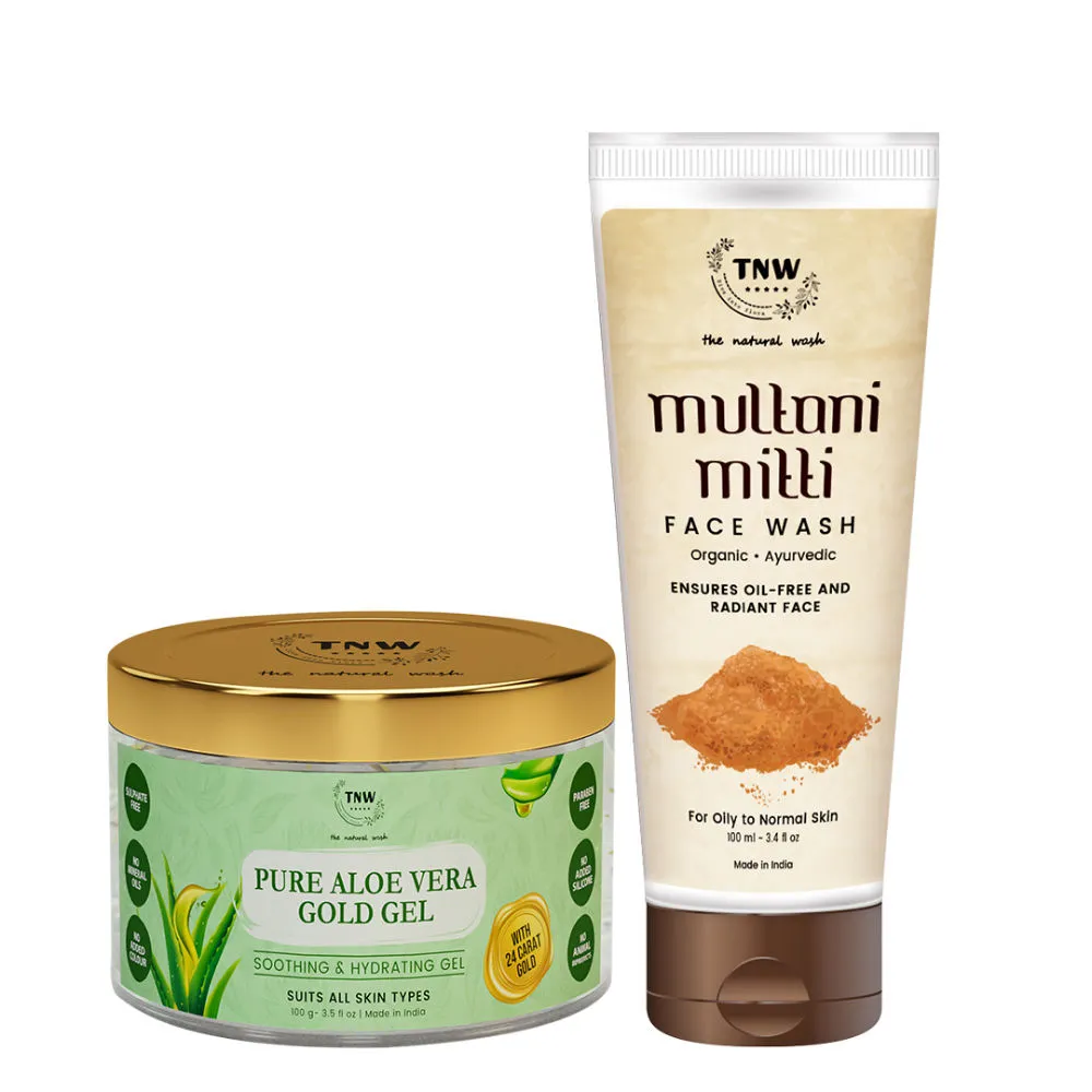 TNW The Natural Wash Pure Aloe Vera Gold Gel & Multani Mitti Face Wash for Tightened & Hydrated Skin