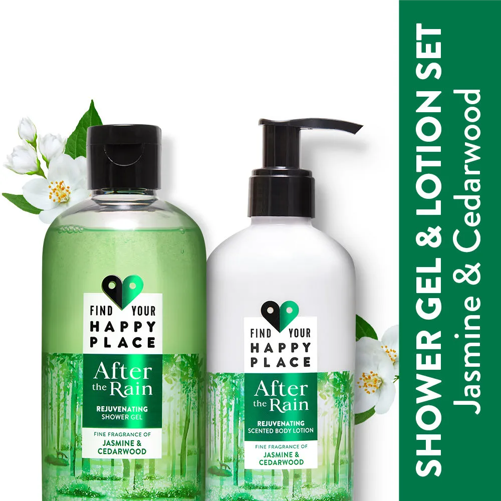 Find Your Happy Place After The Rain Shower Gel + Body Lotion Combo