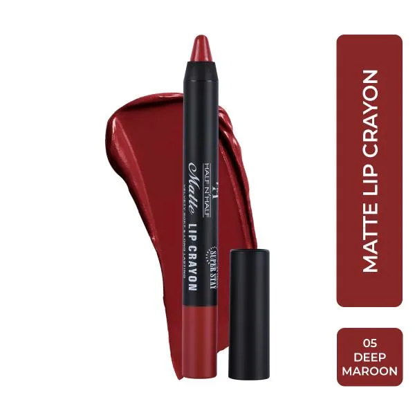 Half N Half Matte Lip Crayon Velvet Soft & Long Lasting 24h Super Stay