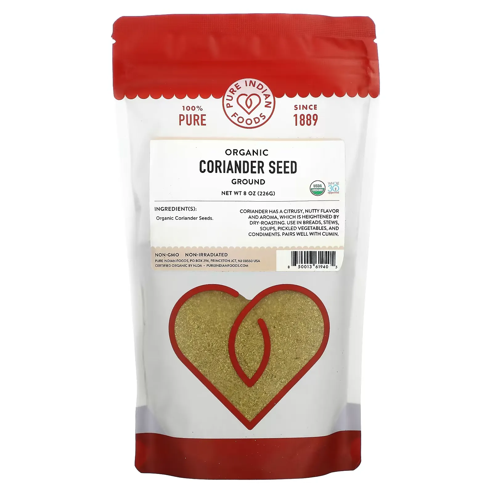 Organic Coriander Seed, Ground, 8 oz (226 g)