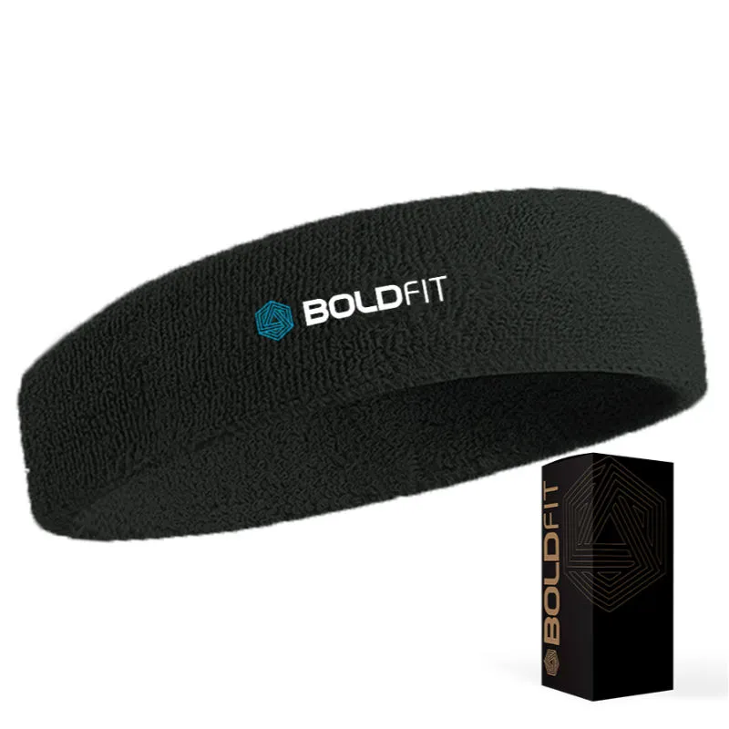 Boldfit Gym Headband For Men And Women - Sports Headband For Long Hair (Black)