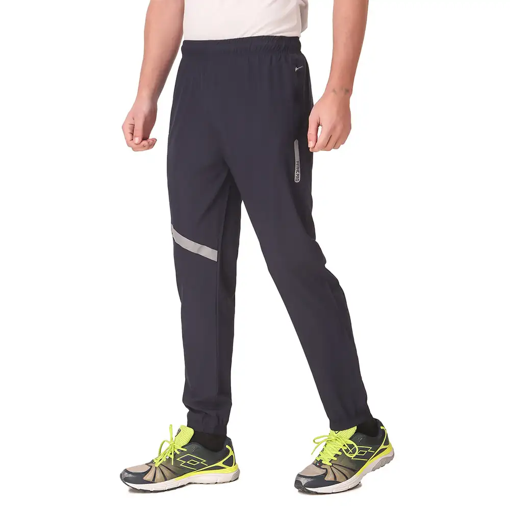 Fitinc NS Polycotton Lycra Jogger with Both Side Zip Pockets,  Navy Blue  Medium