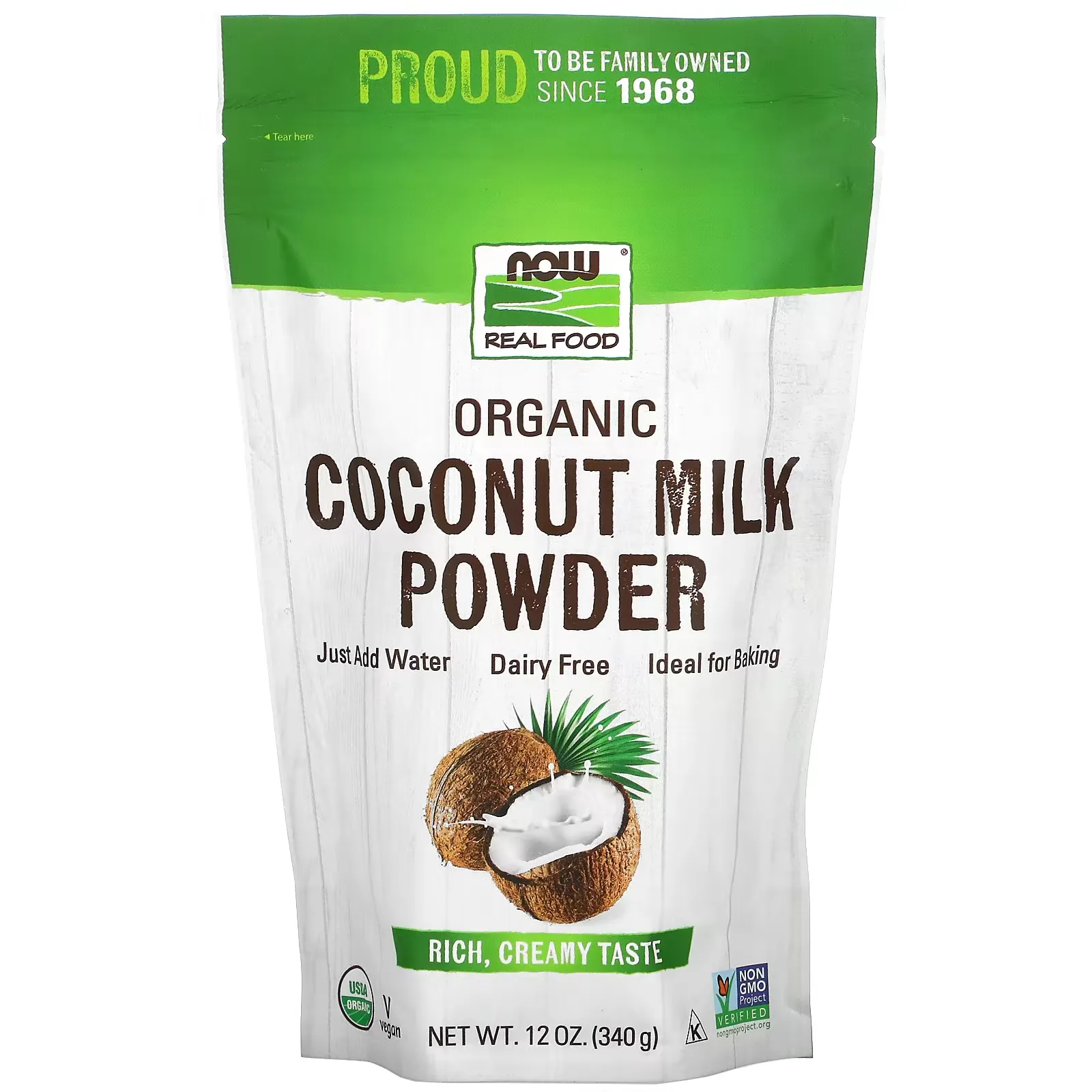 Real Food, Organic Coconut Milk Powder, 12 oz (340 g)