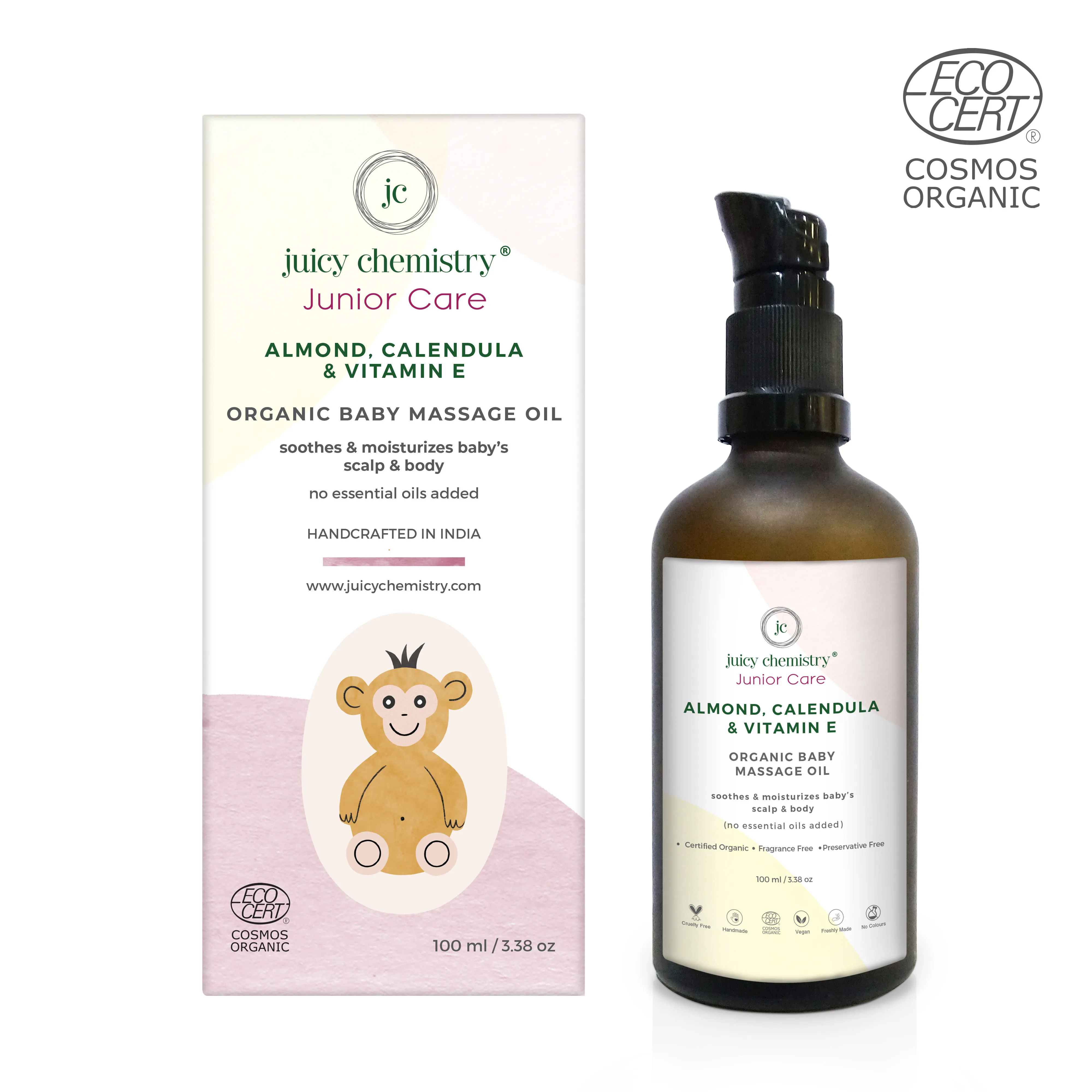 Juicy Chemistry Almond,Calendula & Vitamin E - Organic Baby Massage Oil