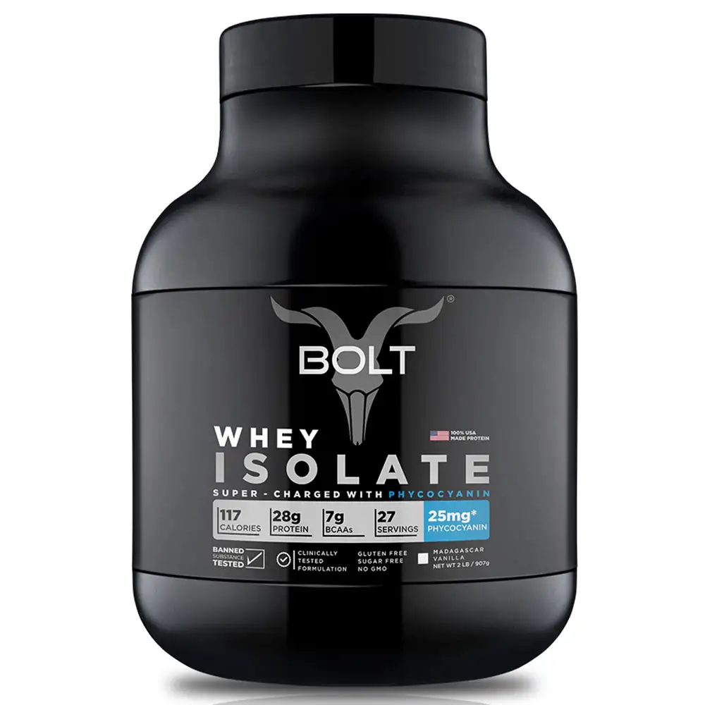 Bolt Whey Isolate Super-Charged With Phycocyanin,  2 lb  Madagascar Vanilla