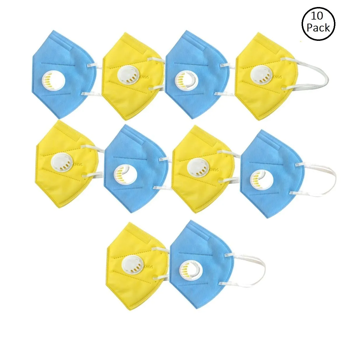 OOMPH Pack of 10 Anti-Pollution Reusable 5 Layer Mask - Blue Yellow