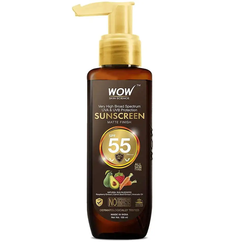 WOW Skin Science Sunscreen Matte Finish,  100 ml  with SPF 55 PA+++