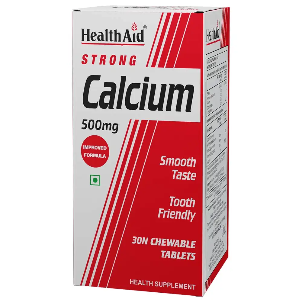 HealthAid Strong Calcium (500 mg),  30 chewable tablet(s)  Unflavoured