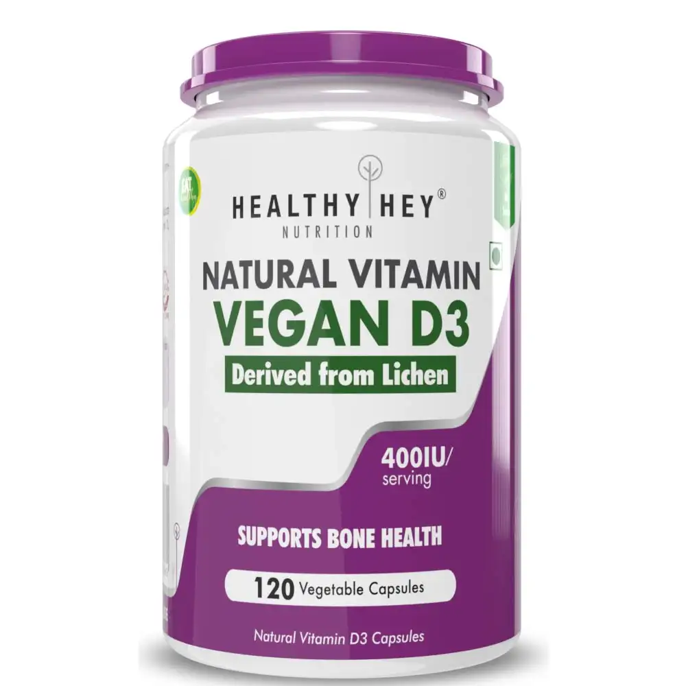 HealthyHey Nutrition Natural Vitamin Vegan D3 400IU,  120 capsules  Unflavoured