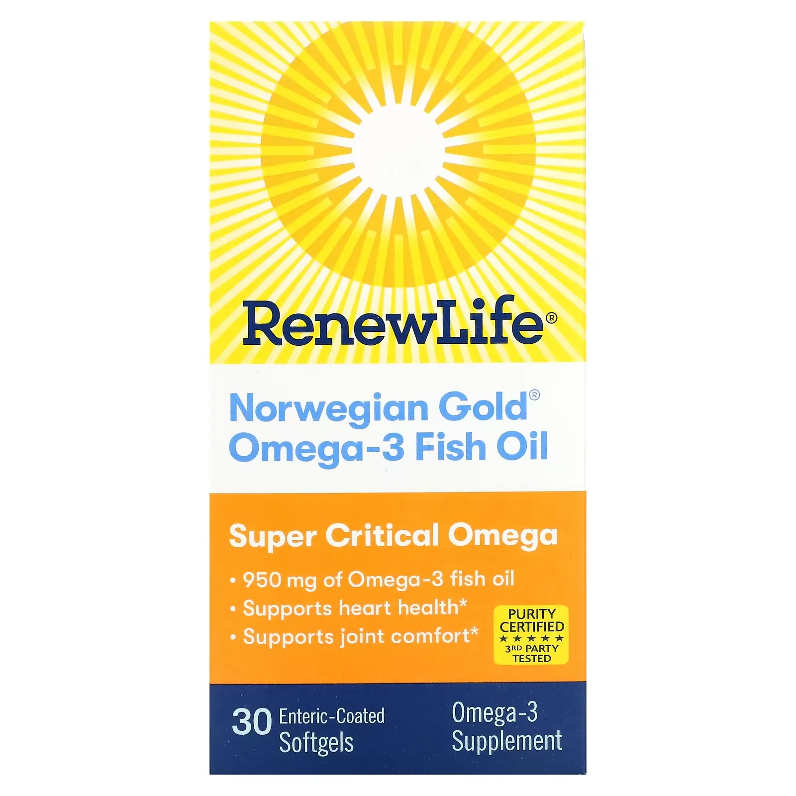 Norwegian Gold Omega-3 Fish Oil, 950 mg, 30 Enteric-Coated Softgels