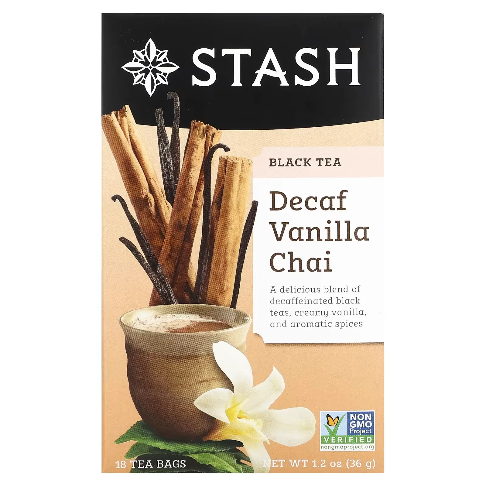 Black Tea, Decaf, Vanilla Chai, 18 Tea Bags, 1.2 oz (36 g)