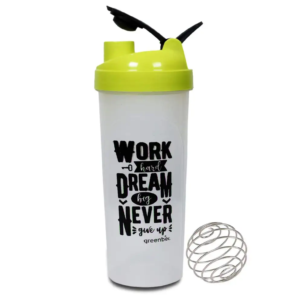 Greenbee Work Dream Never Protein Shaker,  Transparent with Green Cap  700 ml