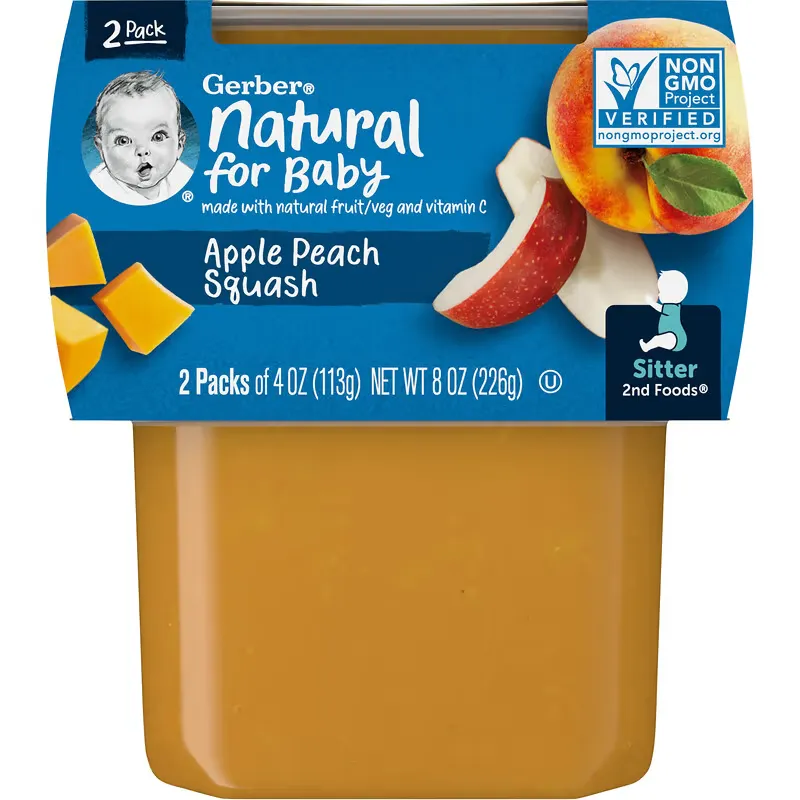 Natural for Baby, 2nd Foods, Apple Peach Squash, 2 Pack, 4 oz (113 g) Each