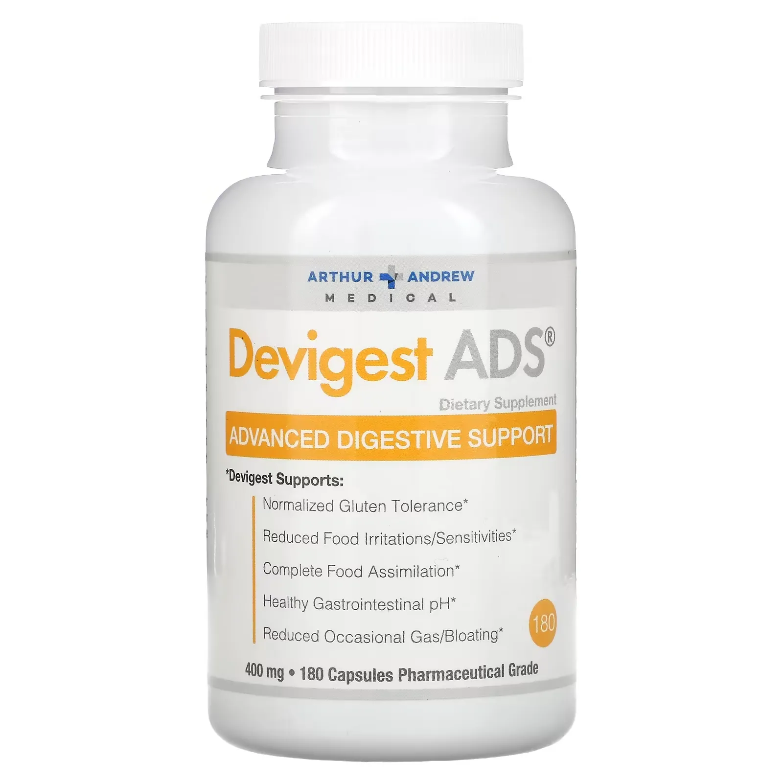 Devigest ADS, Advanced Digestive Support, 400 mg, 180 Capsules