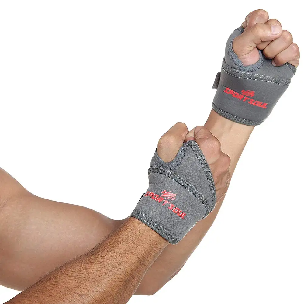 SportSoul Wrist Support with Thumb Wrap Pack of 2,  Grey  Free Size