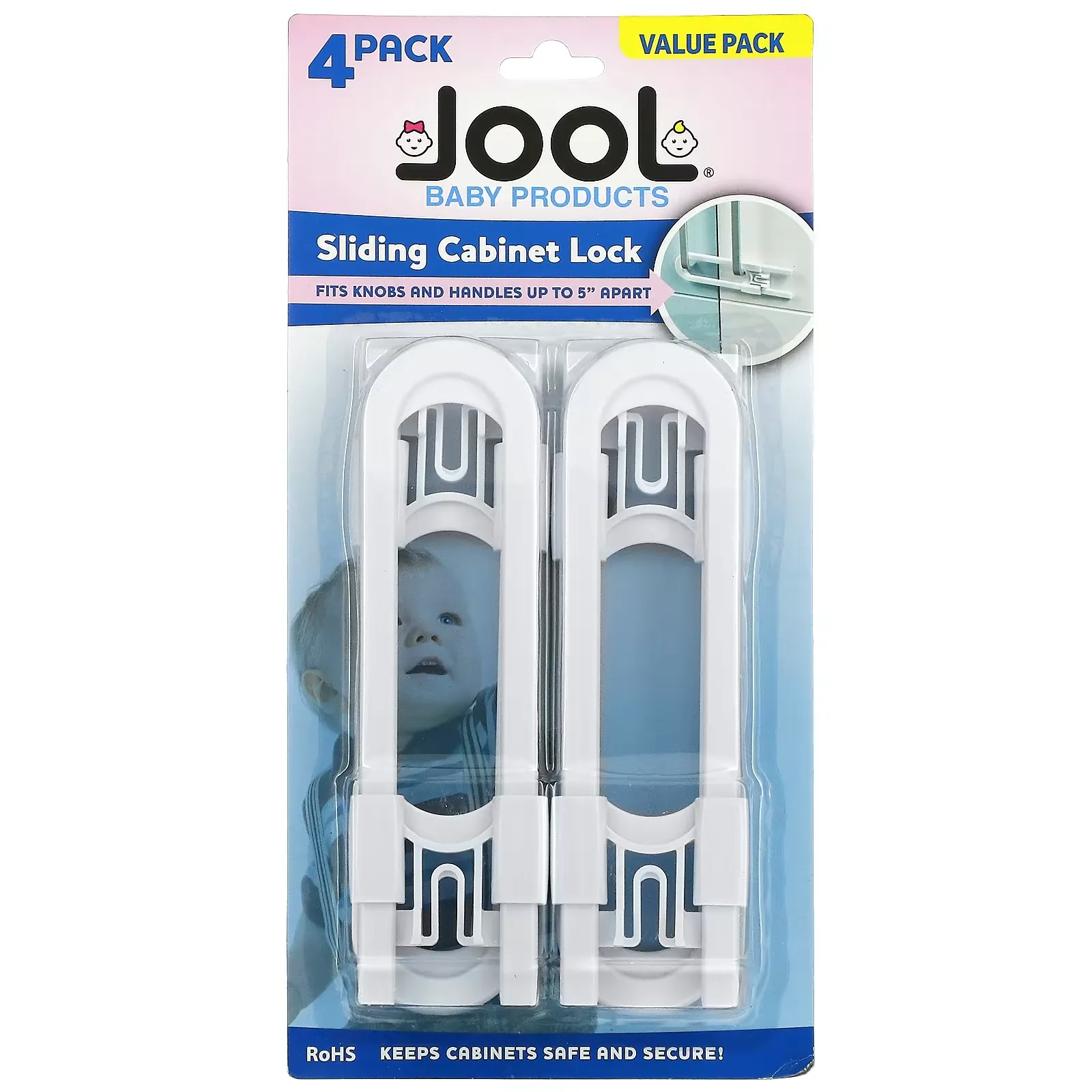 Sliding Cabinet Lock, 4 Pack