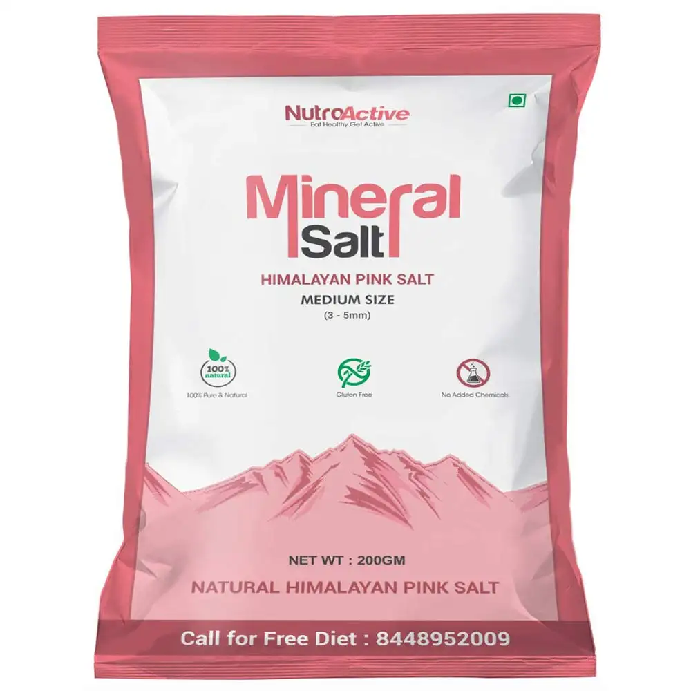 NutroActive Mineral Salt Himalayan Pink Medium Size Grain,  200 g