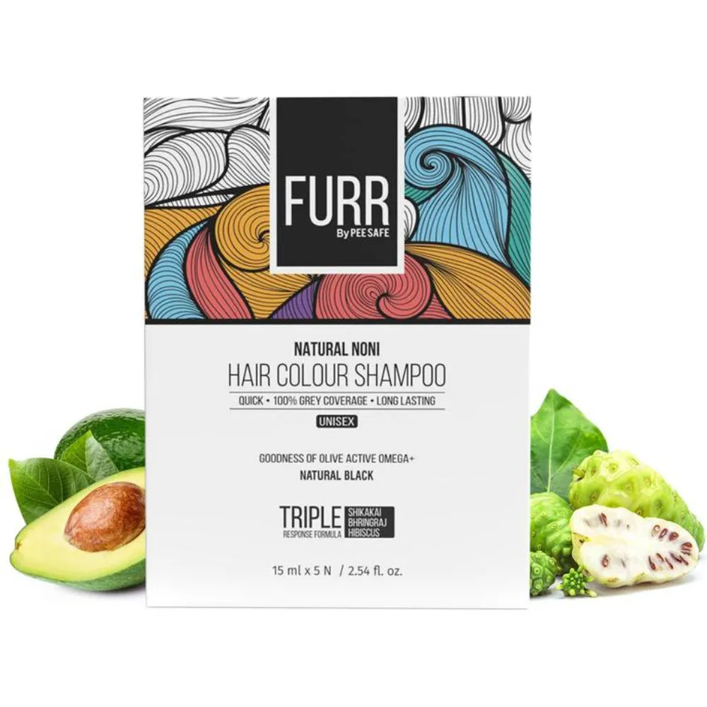 FURR Instant Hair Colour Shampoo With Natural Noni and Olive Active Omega (Black, 5N)