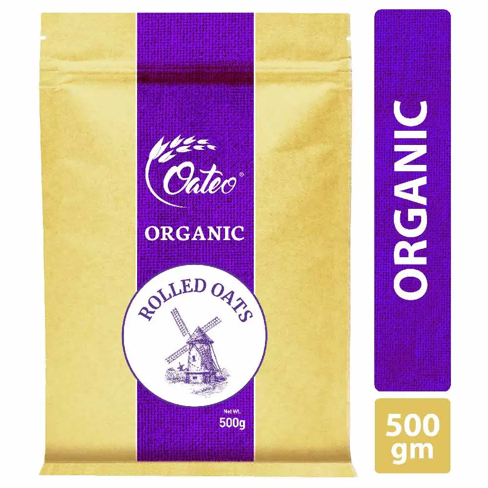 Oateo Organic Rolled Oats,  500 g  Unflavoured