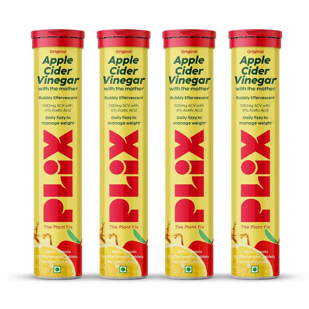 Plix Life Apple Cider Vinegar with Mother,  15 tablet(s)  Lemon Masala (Pack of 4)