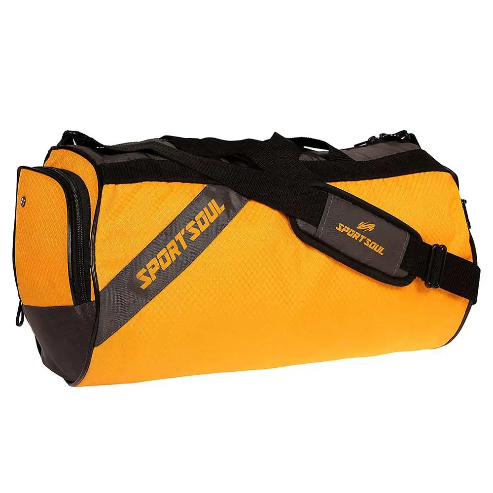 SportSoul Gym Bag with Shoe Pocket,  Mustard & Grey