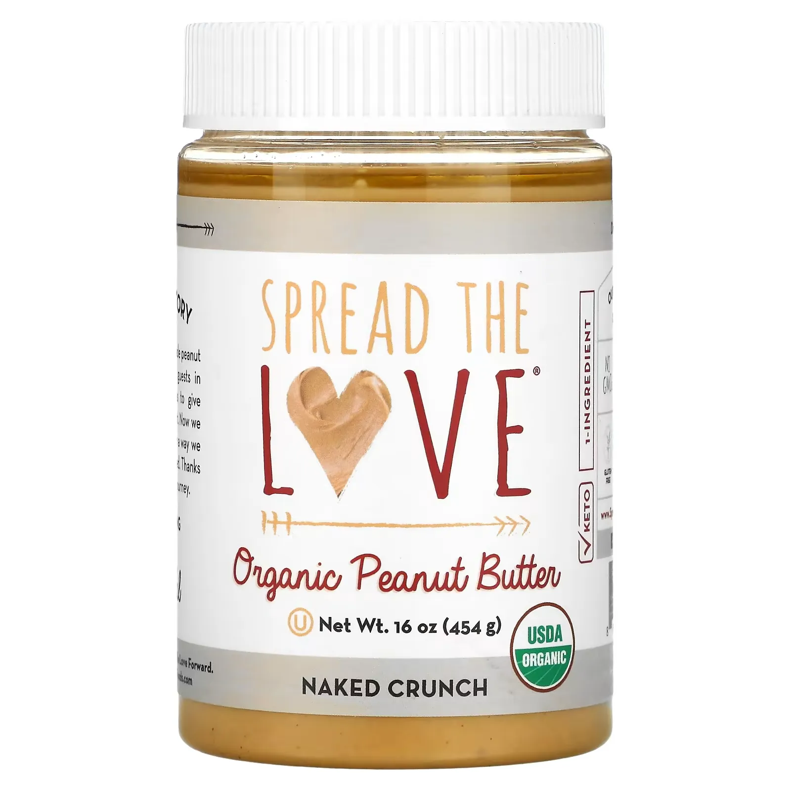 Organic Peanut Butter, Naked Crunch, 16 oz (454 g)