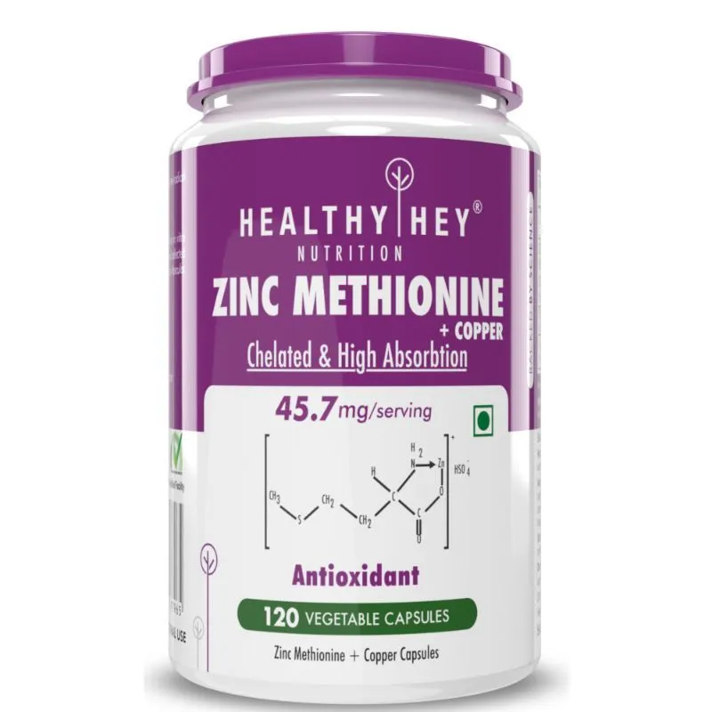 HealthyHey Nutrition Zinc Methionine Plus Copper - Veg Capsules