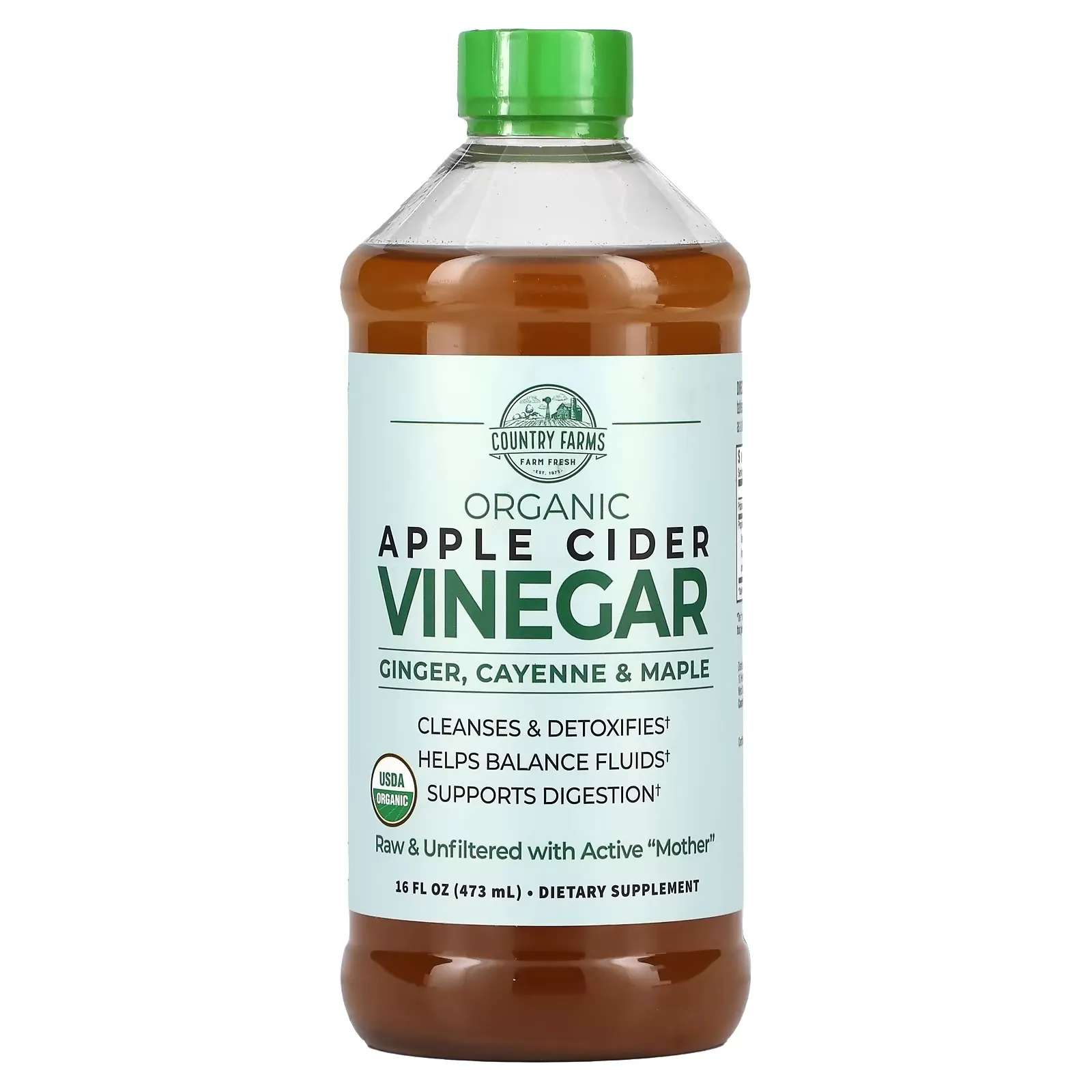 Organic Apple Cider Vinegar with Ginger, Cayenne & Maple, 16 fl oz (473 ml)