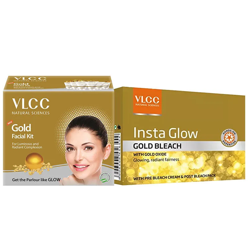 VLCC Insta Glow Gold Bleach & Facial Kit Combo