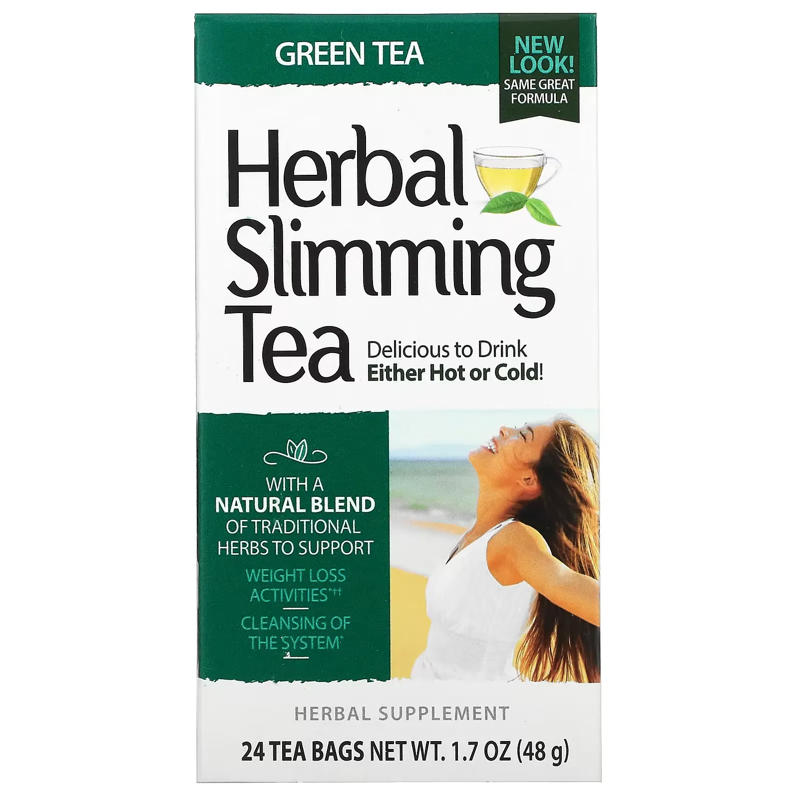 Herbal Slimming Tea, Green Tea, 24 Tea Bags, 1.7 oz (48 g)