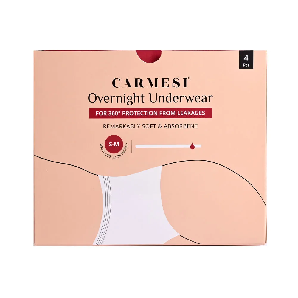 Carmesi Disposable Overnight Underwear for Women (S-M) 360° Protection from Leakages 4 Pcs