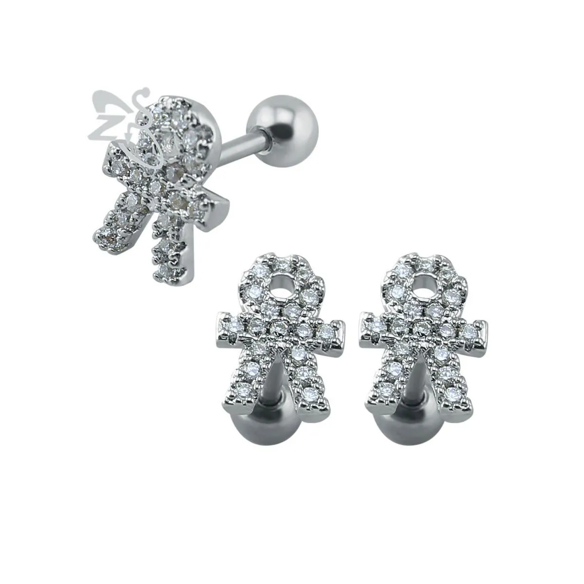 Arendelle Baby/toddler Safety Screw Back Earrings In Cubic Zirconia Crystal - Silver (Free Size)